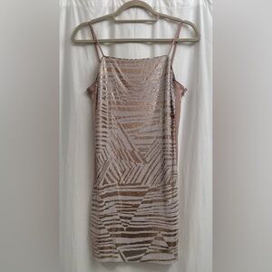 Ramy Brook Rosegold and White Tallon Chainmail, Geometric, Mini Dress